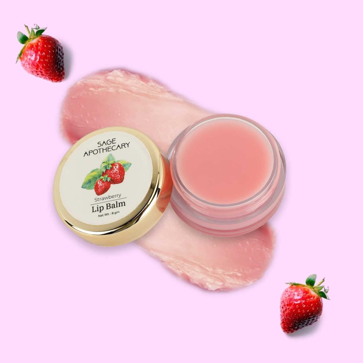 Sage Apothecary Super Soft Strawberry Lip Balm with Benefits of Natural Ingredients for Women Dark Lips to Lighten | Provides Moisture to Dry Lips | Suitable for Men & Women | Pack of 8 gm - Image 2