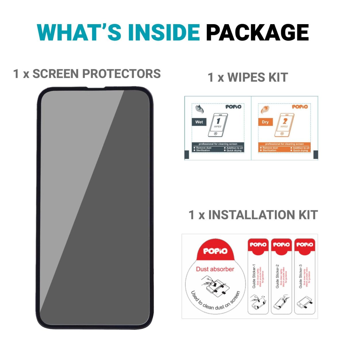 POPIO Privacy Tempered Glass Compatible for iPhone 13/13 Pro / 14 (Black) Edge to Edge Coverage with Easy Installation kit, Anti-Spy Tempered Glass Privacy Screen Protector - Image 5
