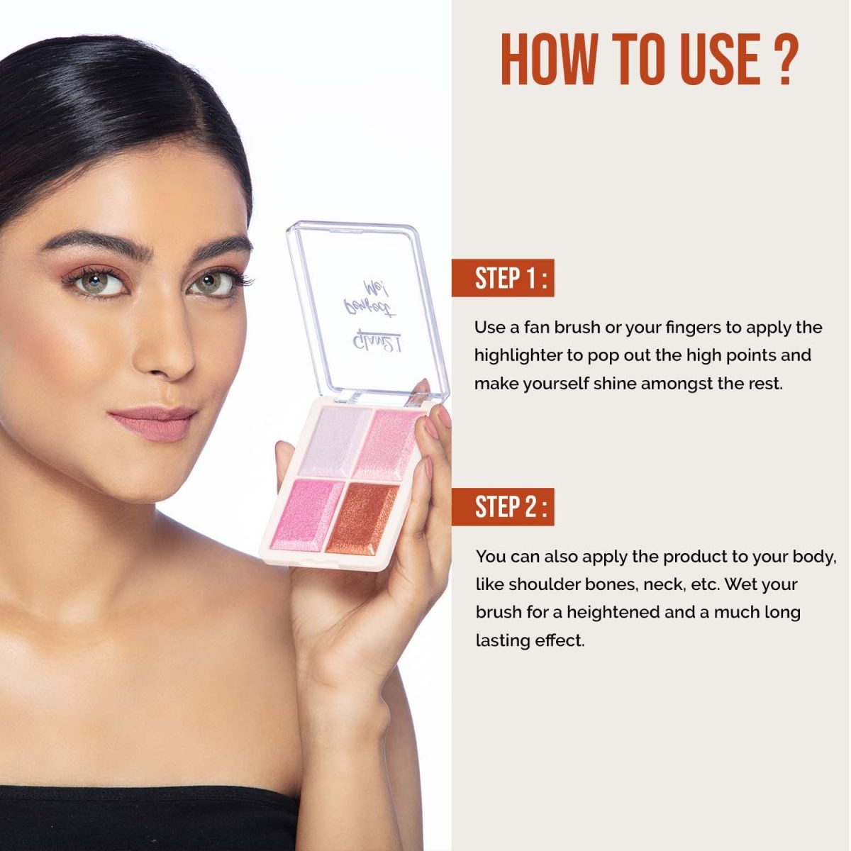 Glam21 Perfect Me! Highlighter Palette Blusher |Ultimate Shimmer Formulations | Highly-Pigmented Powder Highlighter With Easy-To-Blend Formula | Weightless Longlasting Illuminating Glow Face Kit| 6gm ( (Shade-03) - Image 5