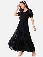 Femvy Designer Georgette Solid Gown for Women 761 - Image 6