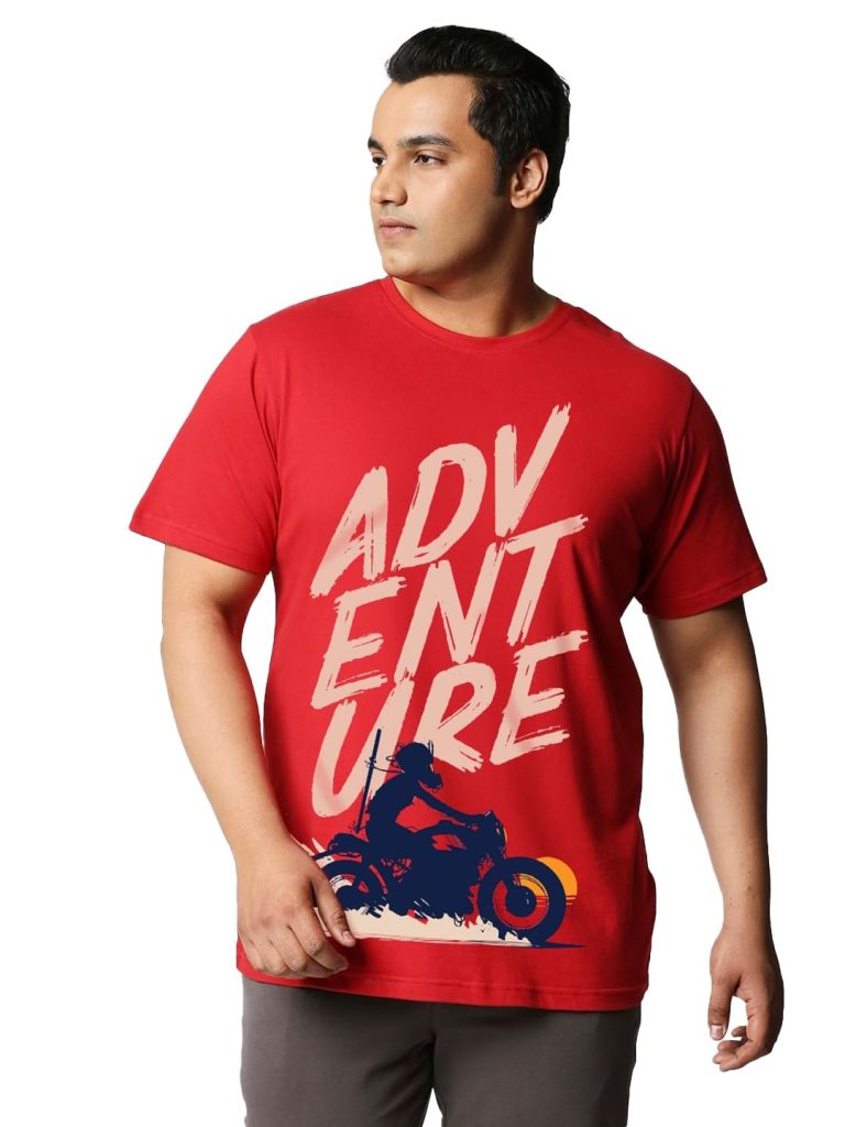 Bewakoof Men's 100% Cotton 220 GSM Graphic Print Oversized Fit Round Neck Plus Size T-Shirt