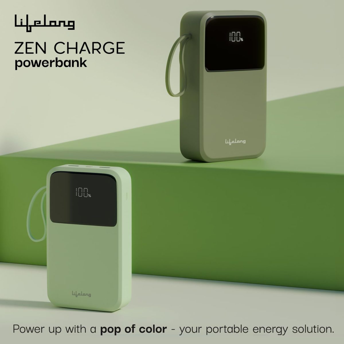 Lifelong ZenCharge 20000 mAh 22.5 W Compact Pocket Size Power Bank with 6 Input/Output Ports (Olive, Lithium Polymer, Fast Charging, Quick Charge 3.0 for Mobile, Earbuds,Speaker, Tablet) - Image 2
