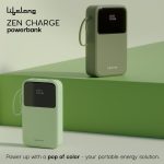 Lifelong ZenCharge 20000 mAh 22.5 W Compact Pocket Size Power Bank with 6 Input/Output Ports (Olive, Lithium Polymer, Fast Charging, Quick Charge 3.0 for Mobile, Earbuds,Speaker, Tablet) - Image 2