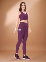 POOJARAN SAREE High-Waist Leggings with Phone Side Pocket, Gym wear Track Suit, Women's 2-Piece Workout Set, Sports Bra, Co-ord Set, Sports Running Suits, Yoga Wear Set - Image 2