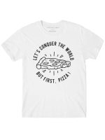 THREADCURRY Pizza Conquer | Funny Sarcasm Comic Quote Cotton Graphic Printed Tshirt for Boys White - Image 5