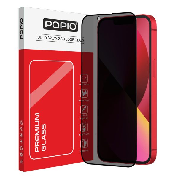 POPIO Privacy Tempered Glass Compatible for iPhone 13/13 Pro / 14 (Black) Edge to Edge Coverage with Easy Installation kit, Anti-Spy Tempered Glass Privacy Screen Protector