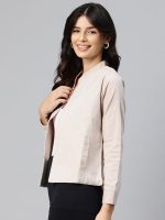 Cottinfab Women Beige Lightweight Open Front Casual Blazer - Image 3