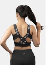 STRCH Nylon Cross Back Sports Bra for Women – Medium Support, Removable Padded Bra for Gym, Yoga, Running, Super Stretch, Sweat-Wicking, Lightweight, Breathable, Elastic Bottom Band for Grip - Image 3