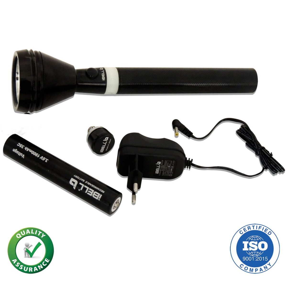 IBELL FL8359 Rechargeable Torch Flashlight,Long Distance Beam Range, Aircraft Aluminium Body with Ultra Bright LED Light(Black) - Image 4