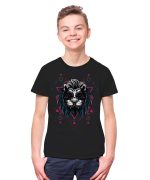 THREADCURRY Mythical Lion | Psychedelic Music Party Holiday Fun Cotton Graphic Printed Tshirt for Boys Black