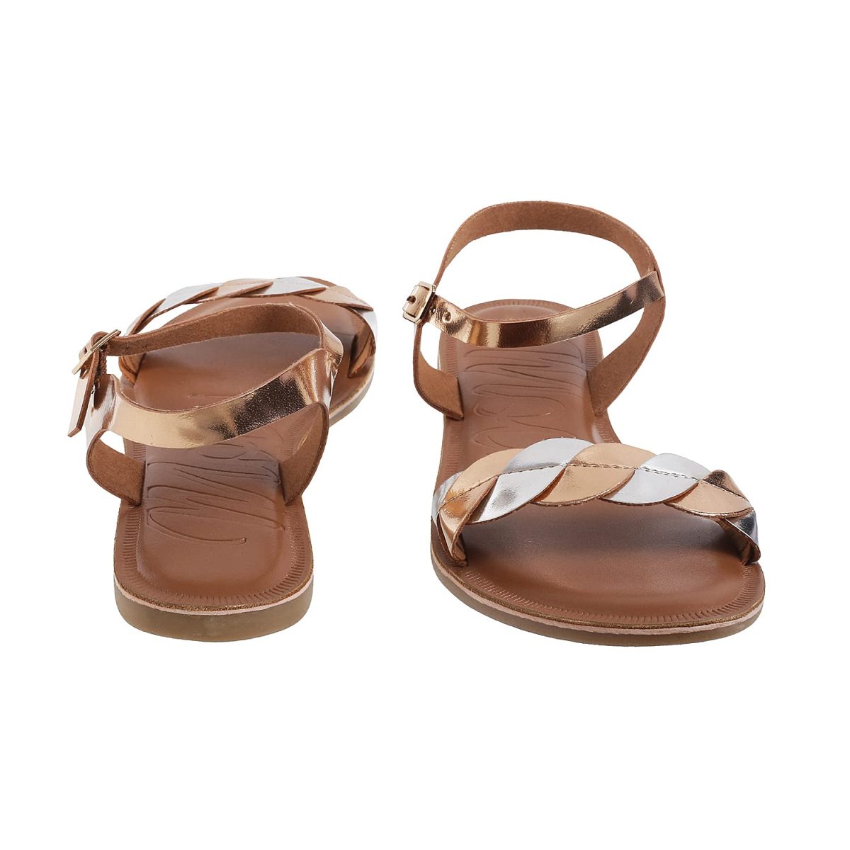 Mochi Women's Gold Faux Leather Fashion Sandals - Image 6
