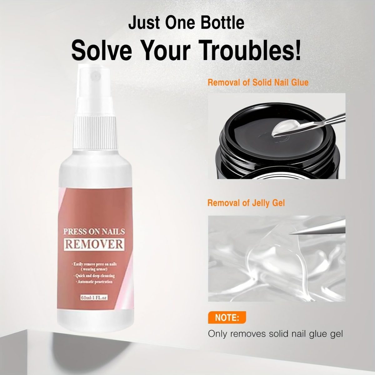 BWOGUE Nail Glue Remover for Press on Nails, 50ml Acetone-free Removal for Quick Dry Strong Glue & Nail Polish Remover, Gentle Off for Fake Nail Tips, Can't Remove Gel Polish, Press on Nails Remover - Image 5