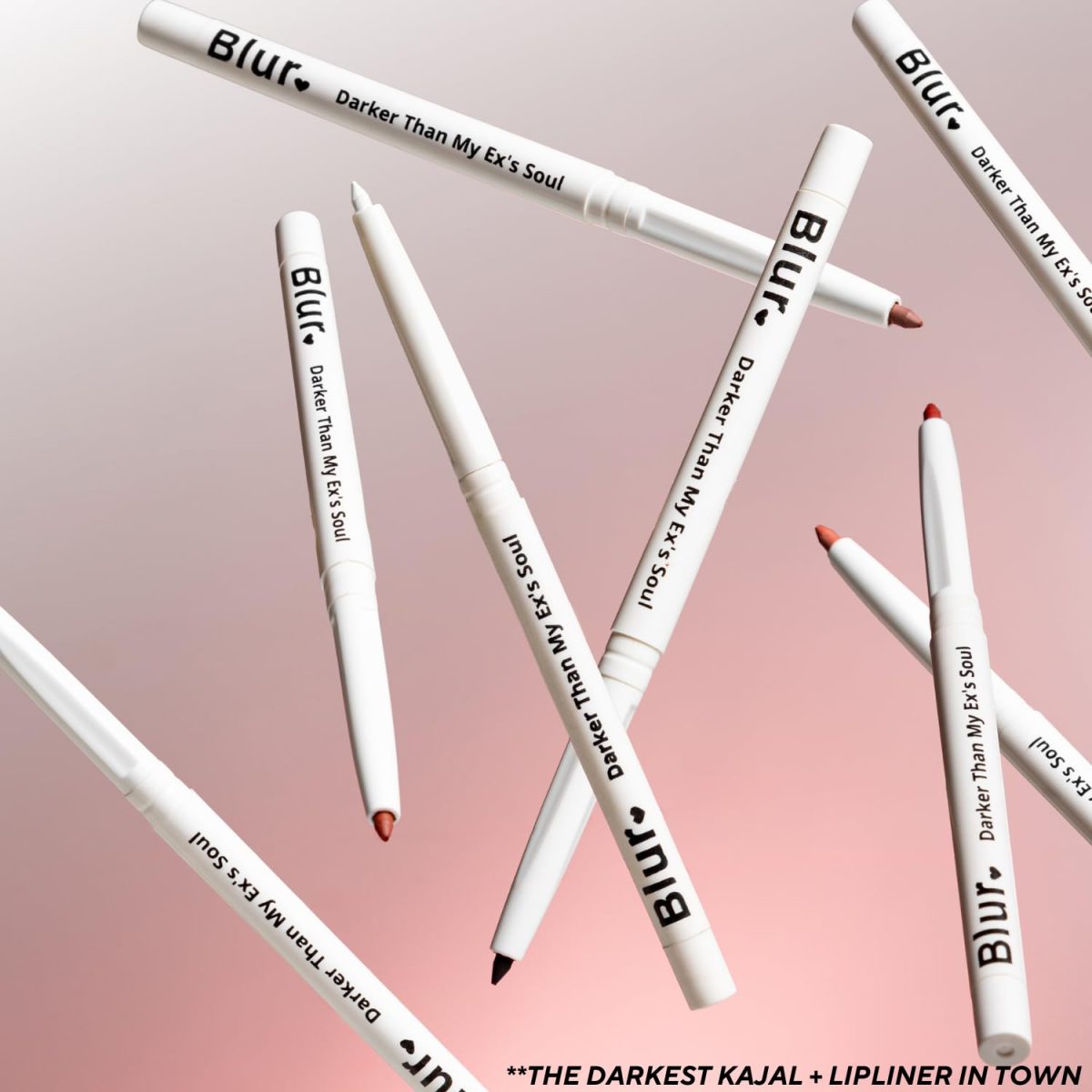 Blur India Darker Than My Ex's Soul Kajal & Lip Liner | Non Smudge, Long Lasting, Super Pigmented, Water-proof | Enriched with Shea Butter and Vitamin-E | 35g | White - Image 4