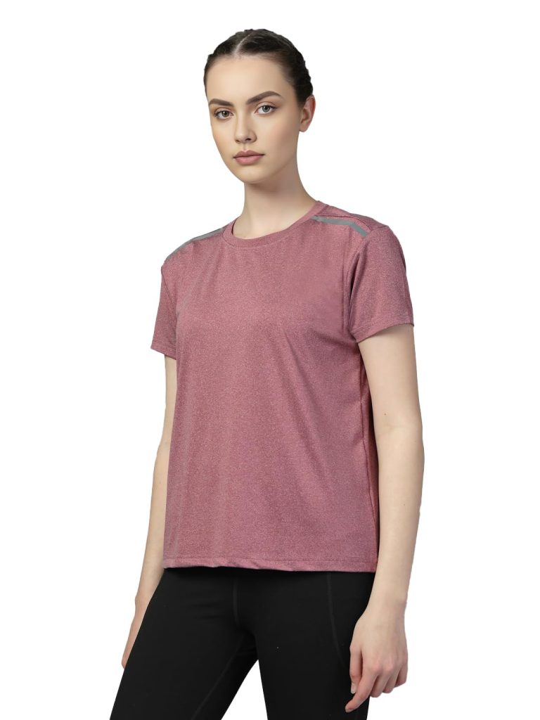 CHKOKKO Women's Polyester Regular Fit Round Neck Gym Sports T-Shirts