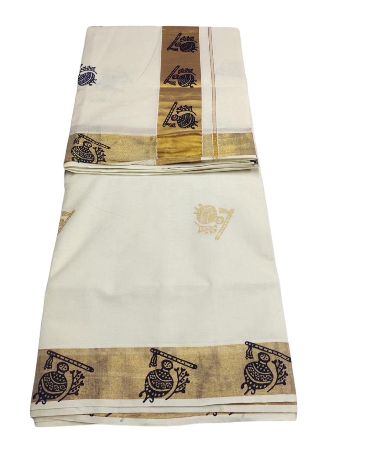 SKT Shree Kalaivani textile Women's Kasavu Cotton Saree With Blouse Piece - Image 2