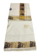 SKT Shree Kalaivani textile Women's Kasavu Cotton Saree With Blouse Piece - Image 2