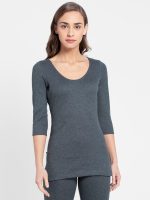 Jockey Women's Cotton Thermal Set (Top & Bottom Both, Charcoal)