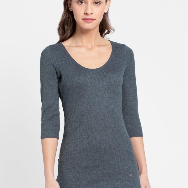 Jockey Women's Cotton Thermal Set (Top & Bottom Both, Charcoal)