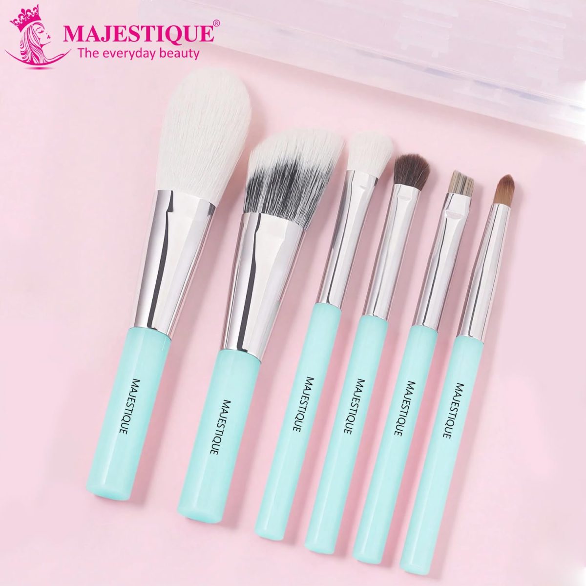 Majestique Makeup Brush Set Professional – 6-Piece Compact Make Up Brush Kit with Foldable Case | Includes Foundation Brush, Blush Brush, Eye & Lip Tools | Travel-Friendly Makeup Brushes Set - Image 2