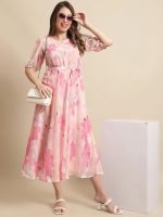 Tee Projekt Women's Georgette Maxi Dress| Digital Print Floral Printed Western Ethnic Gown |Maxi Dress Casual Wear - Image 2