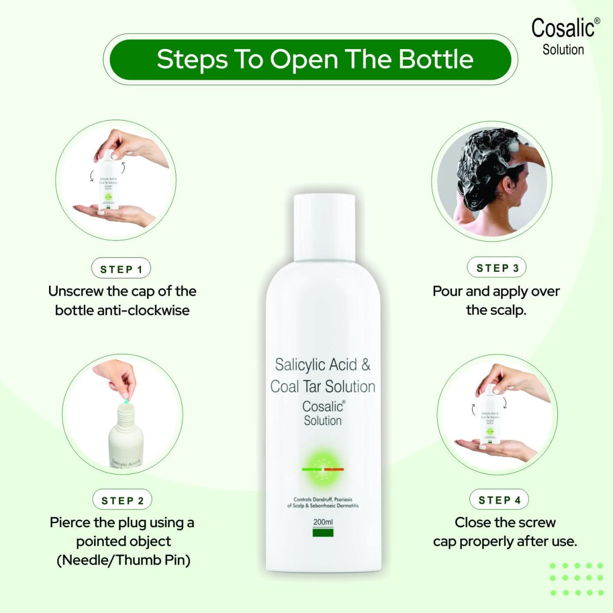 SALVE Cosalic Coal Tar & Salicylic Acid Shampoo For Dry Itchy Scaly & Flaky Scalp Minimizes Dandruff And Dry Scalp Conditions- 200 Ml - Image 6