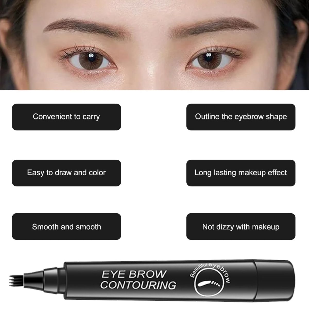 4-Tip Microblading Eyebrow Pen – Waterproof, Long-Lasting Eyebrow Pencil with Micro-Fork Tip for Flawless, Natural-Looking Brows (Eyebrow pen - Black) - Image 4