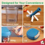 Wonderchef Pulse Vegetable String Chopper | Vegetable Cutter | 900ml | 6 Sharp Stainless-steel Blades for Precise Cutting | Transparent Bowl | Anti-slip Design | 1-Year Warranty - Image 5