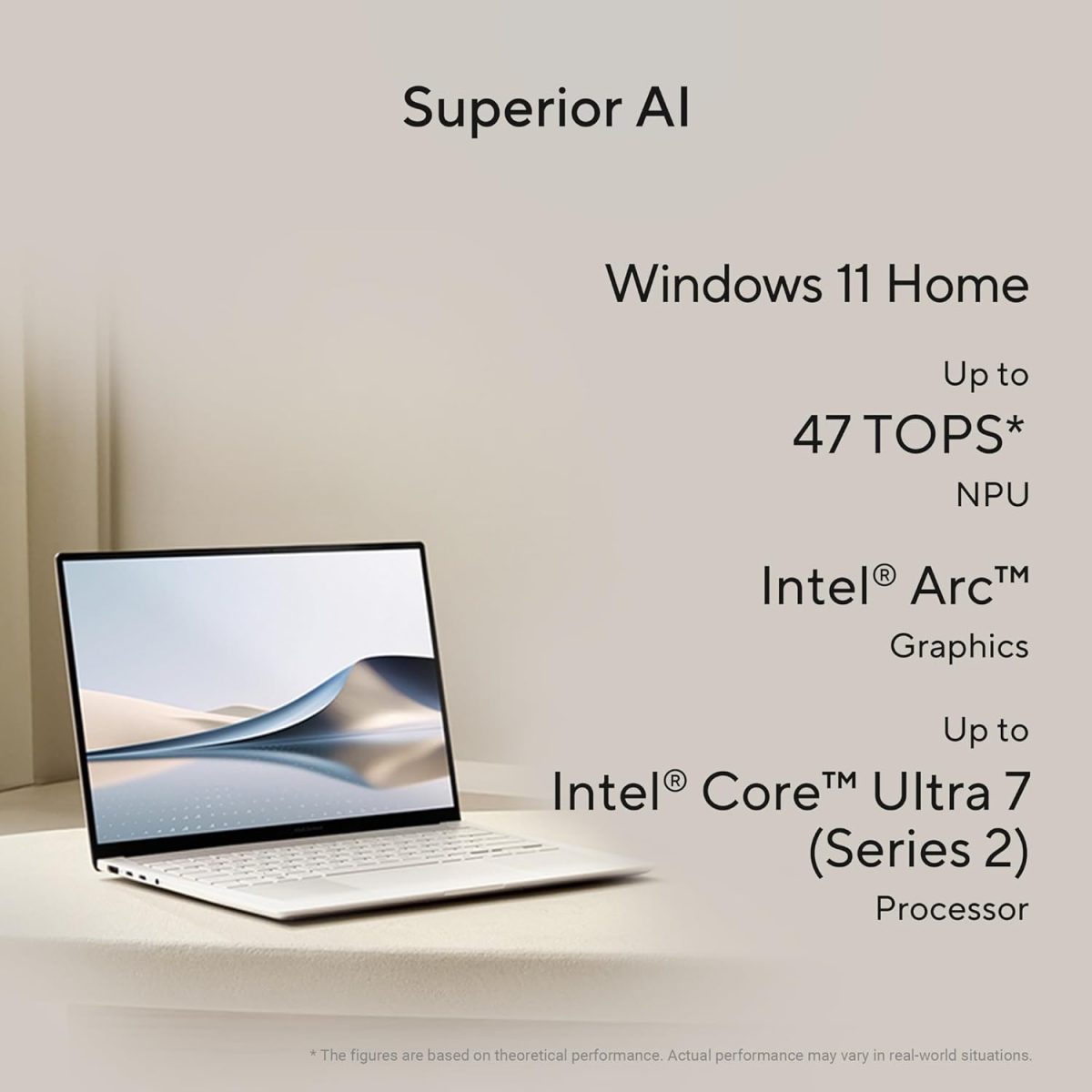 ASUS Zenbook S 14, Intel Core Ultra 7 (Series 2), 32GB RAM, 1TB SSD, 3K OLED Touch 120Hz 500nits, 14", Windows 11, MS Office Home,Scandinavian White, 1.2KG,UX5406SA-PZ358WS, AI Powered Laptop - Image 3