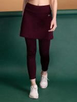 Clovia Women's Snug-Fit High Rise Active Skirt with Attached Tights in Purple - Image 3