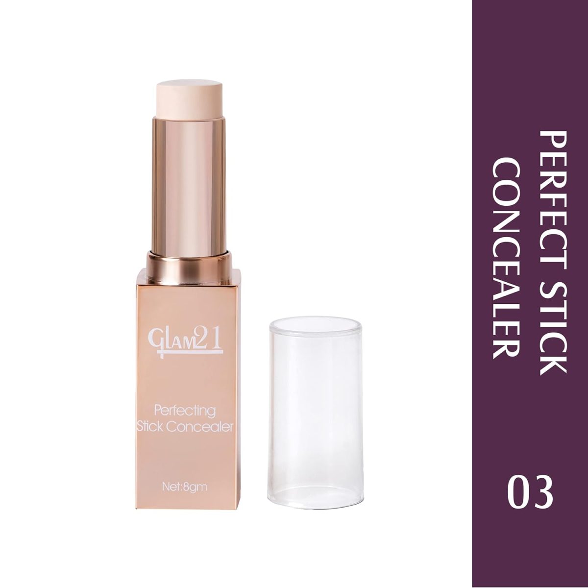 Glam 21 Perfecting Stick Concealer | Enriched with Vitamin E | Contouring & Highlighting | Lightweight Make-up | Natural Matte Finish-8gm -03 - Image 2
