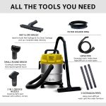 INALSA Wet and Dry Vacuum Cleaner for Home, 15 LTR Capacity,1400 W, 20 kPa Suction, Blower Function,HEPA Filter, Wet Vacuum Cleaner for Sofa, House Cleaning Machine,Stainless Steel Body (WD 15) - Image 6