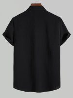 SWADESI STUFF Men's Regular Fit Polycotton Casual Chinese Collar Half Sleeve Solid Color Shirt - Image 2