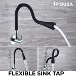 Houza Brass Sink Tap Faucet with 360 Degree Flexible Silicon Swivel Spout & Dual Flow Pattern Flow, Compatible for Hot or Cold Water for Kitchen Sink, Wash Basin, (Chrome Finish/Black) - Image 5