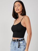 Aahwan Women's Polyester Fitted Solid Form Crop Cami Top - Image 3