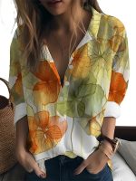 Gufrina Shirt for Women| Long Shirt for Women| Floral Print | Button-Down Western Shirt| Roll-Up Sleeves| Casual Relaxed Fit for Women - Image 3