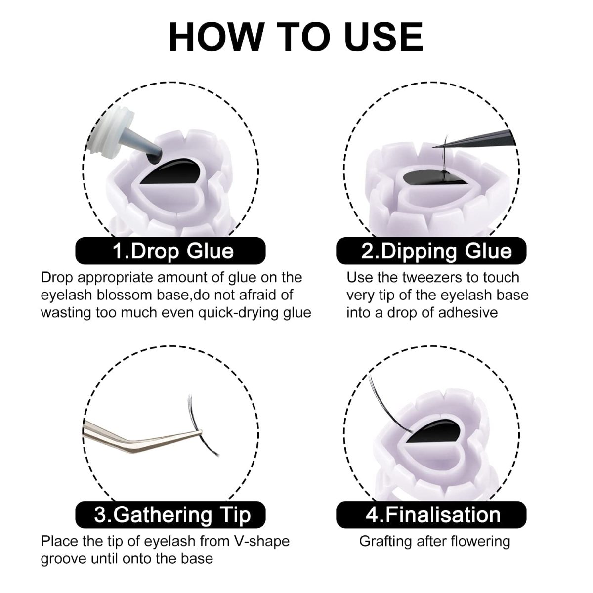BBC 100pcs Aycrlic Fiber Smart Lash Glue Rings for Eyelash Extensions & Tatoos (White) - Image 5