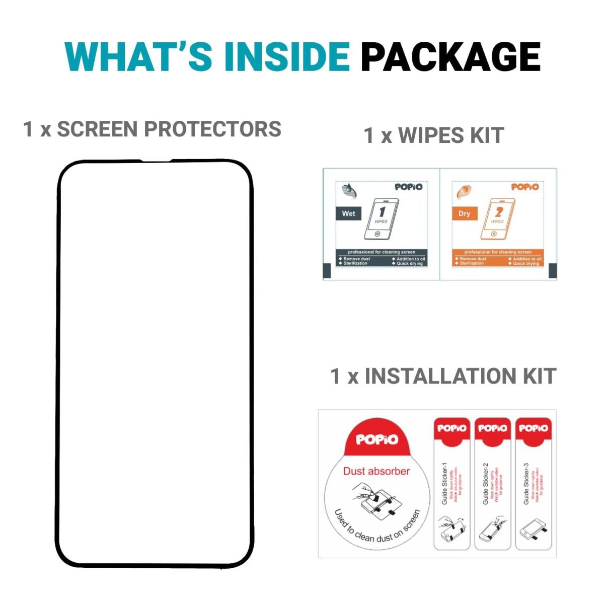 POPIO Military-Grade Gorilla Tempered Glass Compatible For iPhone 13/13 Pro / 14 / 16e (Black) Edge To Edge Coverage With Easy Installation Kit, Pack Of 1 - Image 5