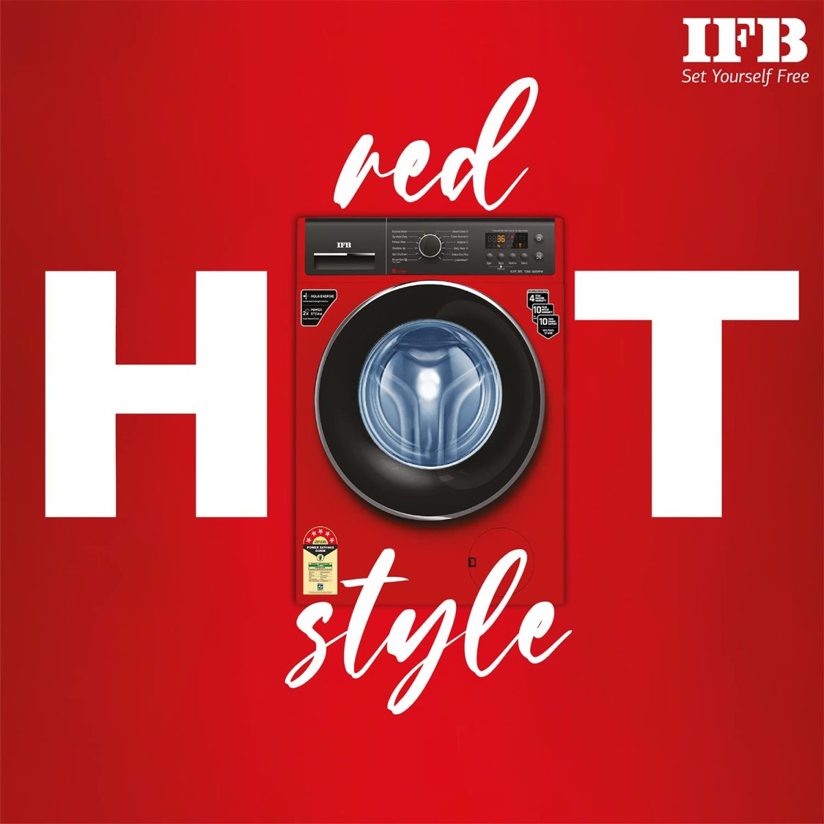 IFB 7 Kg 5 Star Front Load Washing Machine 2X Power Steam (ELITE ZRS 7012, Red, In-built Heater, 4 years Comprehensive Warranty) - Image 2
