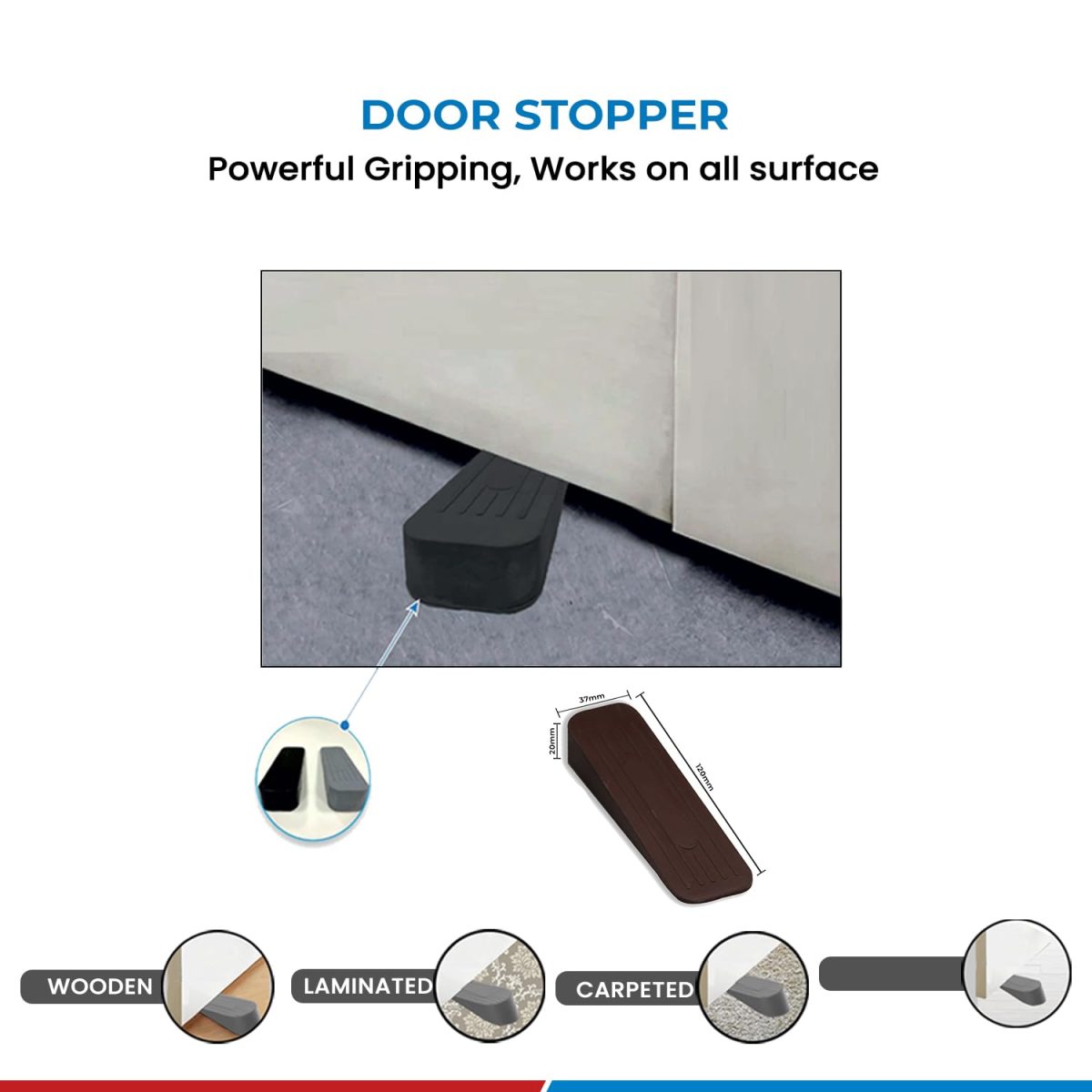 ALP Heavy Duty Anti|Non Slip Rubber Door Stoppers with Doors Powerful Gripping Work of Any Surface for Home, Offices, Warehouses (Black Door Stopper, Pack of 2) - Image 4