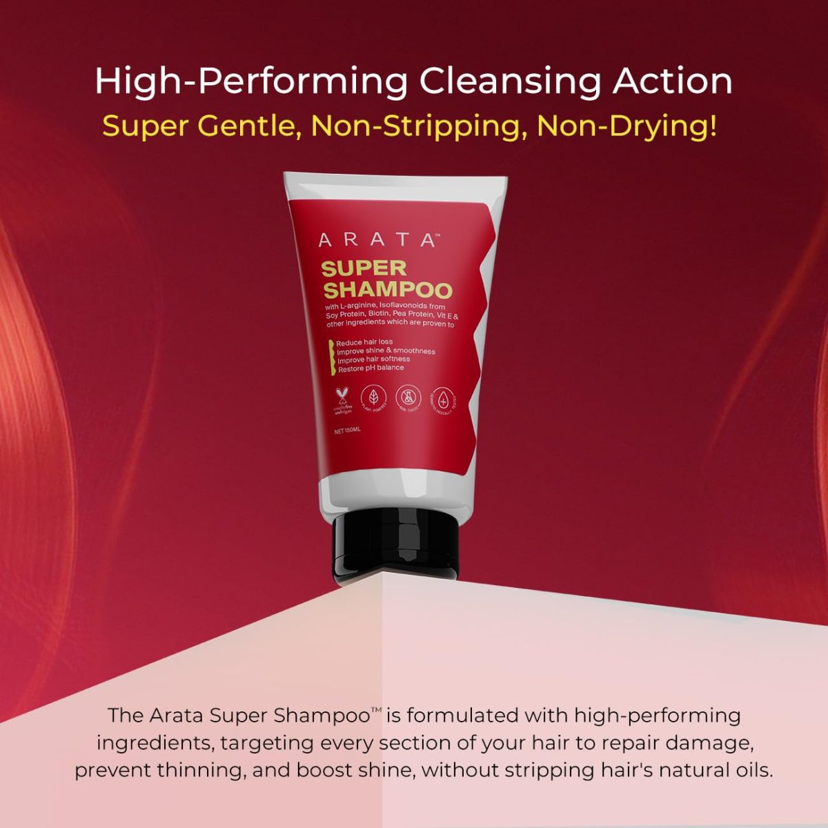 Arata Super Shampoo (150ml) with Argan Oil, Biotin & Soy Protein| Prevents Hair loss | Boosts Hair Thickness | Reduces Breakage | Fights Microbial Infections | Adds Shine | Shampoo For Women & Men - Image 7