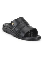 Liberty Coolers 7123-510 Casual Slippers For Men - Black, PU Slip-on Slipper - Stylish Footwear for Travel, Office & Home - Soft Padded Sole - Lightweight and Durable - Outdoor Chappal for Man