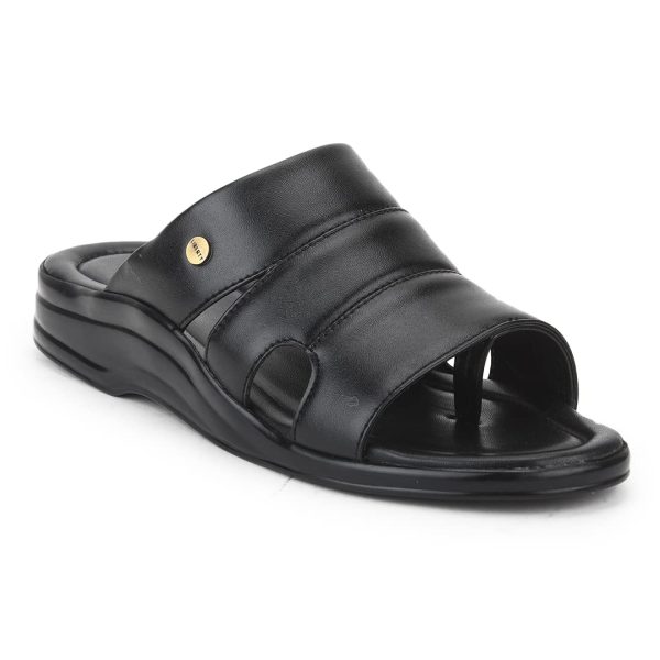 Liberty Coolers 7123-510 Casual Slippers For Men - Black, PU Slip-on Slipper - Stylish Footwear for Travel, Office & Home - Soft Padded Sole - Lightweight and Durable - Outdoor Chappal for Man