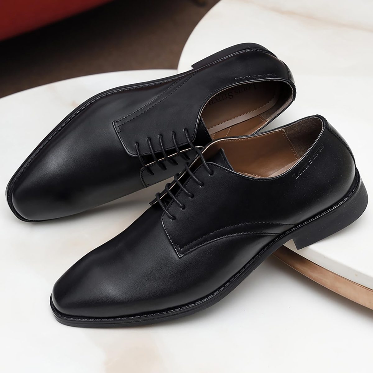 LOUIS STITCH Men's Italian Leather Shoes Handmade Formal Lace Up Derbies for Men (RXPL) - Image 2