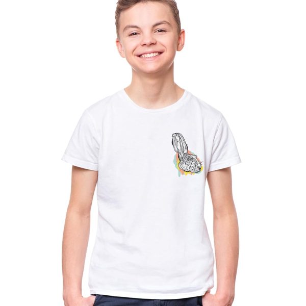 THREADCURRY Creature Feature | Fantasy Love Rabbit Adventure Beauty Pattern Cotton Graphic Printed Tshirt for Boys White