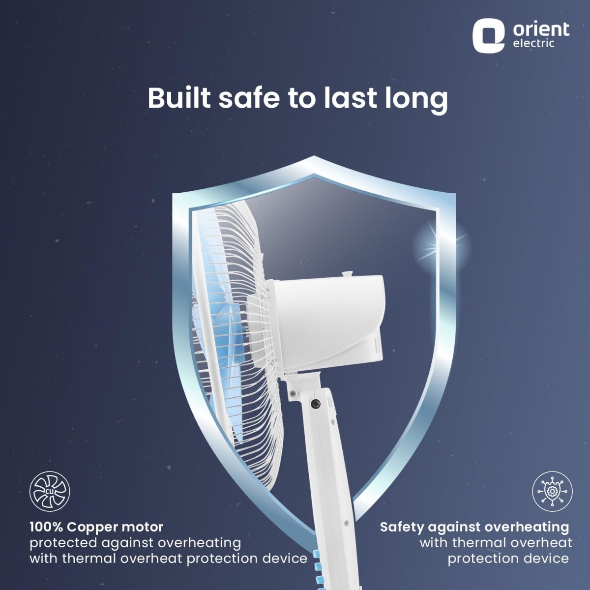Orient Electric Stand-82 400 MM Oscillating Pedestal Fans | Stand Fan with Tilt Mechanism | High Air Delivery | Aesthetic Design with Telescopic Arrangement (Sky Blue) - Image 6