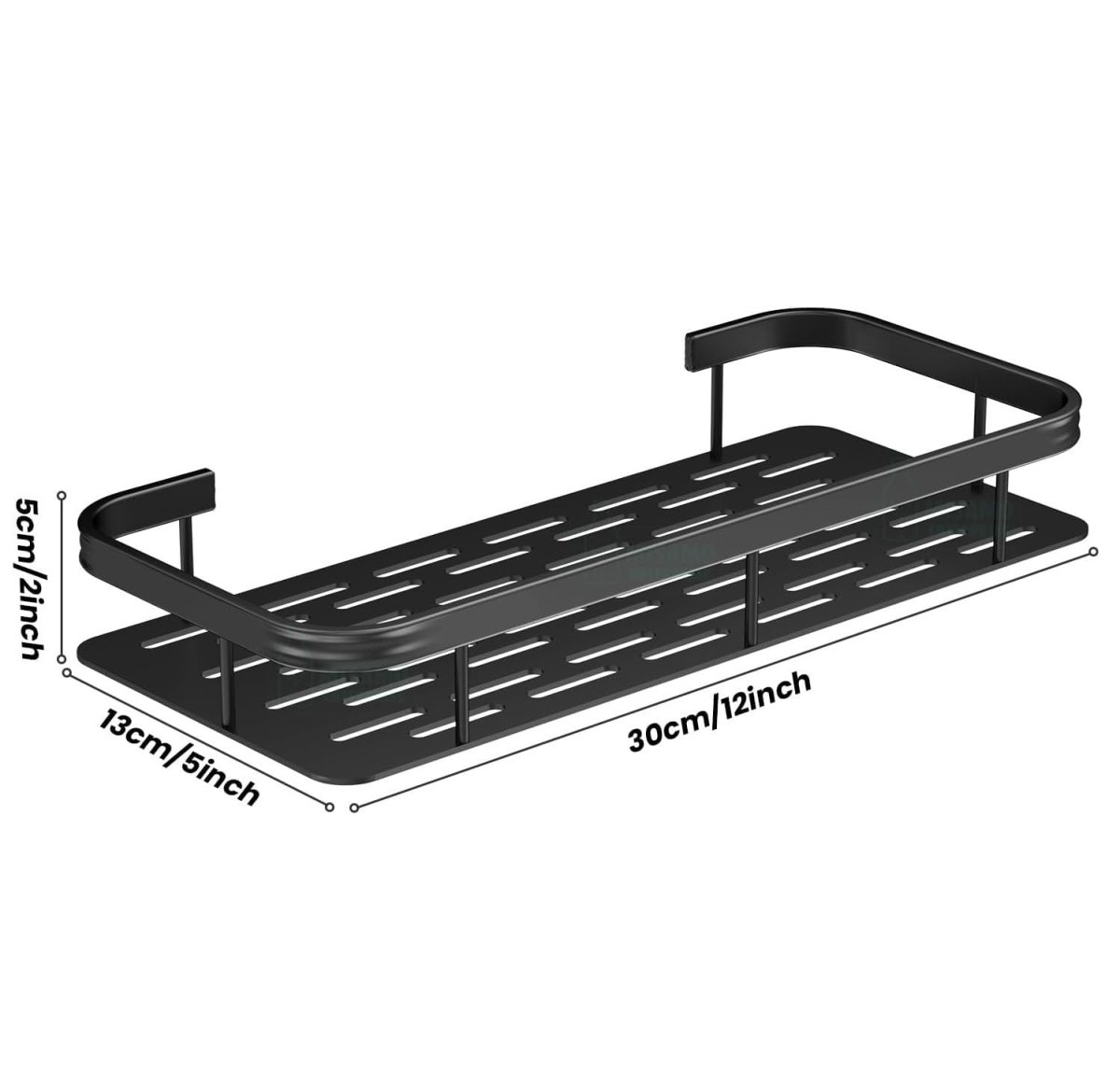 Misamo Enterprise Bathroom Wall Shelf Organiser, Adhesive Mount Storage Rack with Installation Kit (Shelf-Black, Pack of 2) - Image 2