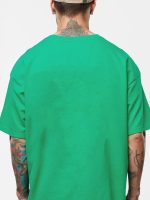 LEOTUDE Half Sleeve Oversized Cottonblend Round Neck Drop Shoulder Printed Men's T-Shirt (Color Rama Green) - Image 2