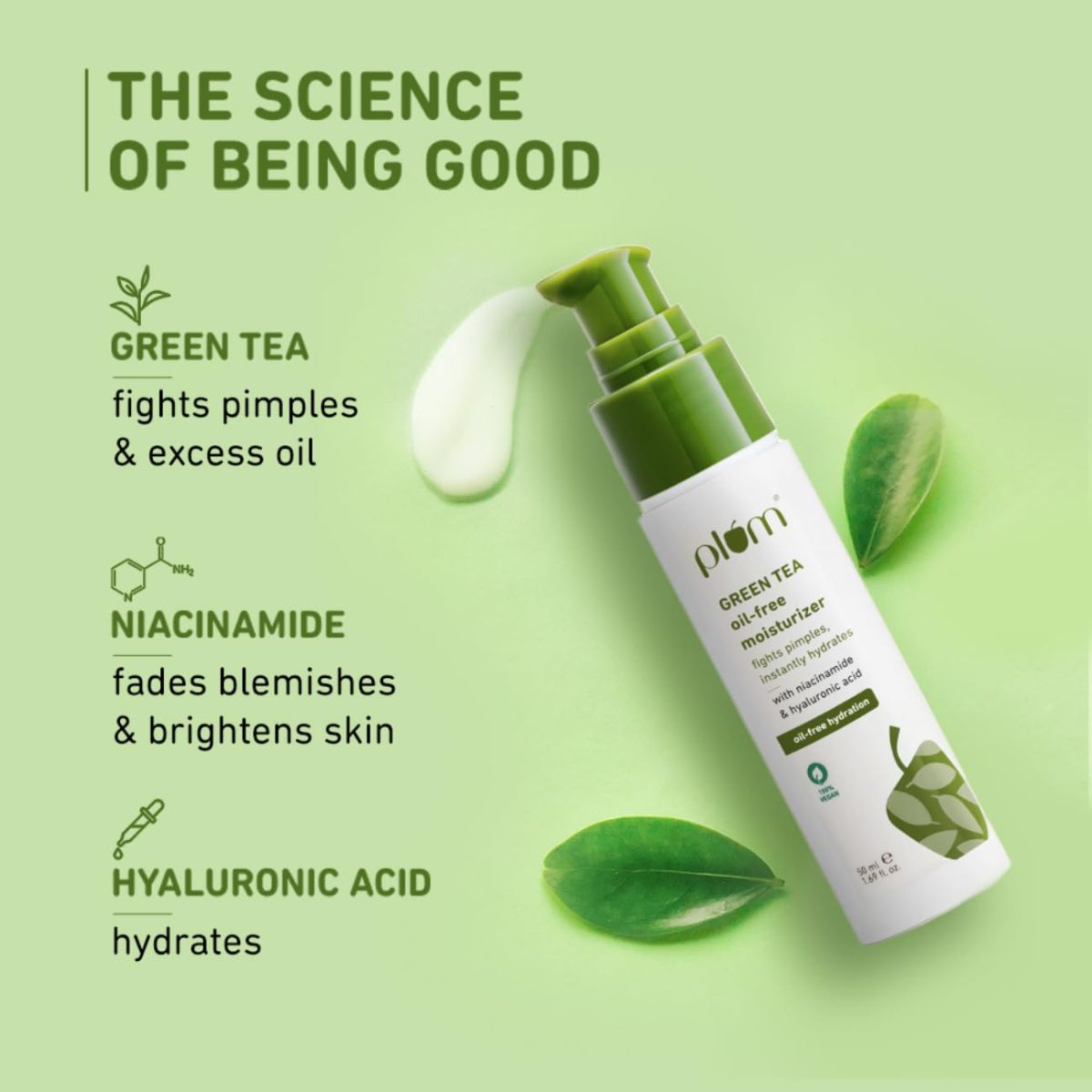 Plum Green Tea Oil-Free Face Moisturizer | With Niacinamide & Hyaluronic Acid | Fights Pimples & Hydrates | Fades Blemishes & Brightens Skin | Non-Sticky & Long-Lasting Moisturizer for Face | 50ml - Image 4