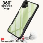 TheGiftKart Shockproof Crystal Clear Back Cover Case for Samsung Galaxy M05 / A05 / F05 | 360 Degree Protection | Protective Design | Transparent Cover for Samsung M05 / A05 (PC & TPU, Black Bumper) - Image 4