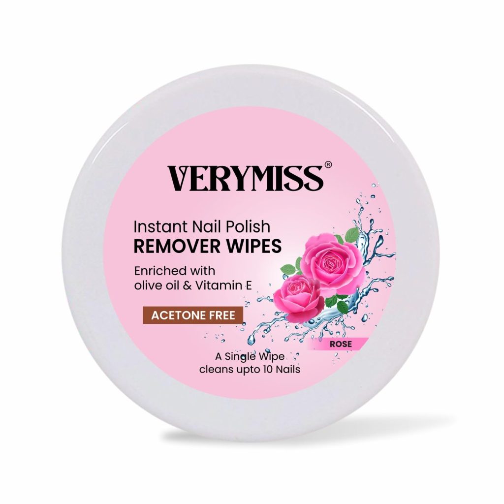 VERYMISS Nail Polish Remover Wipes I Acetone Free | Vitamin E | vegan | Cruelty Free I Nail Polish Removal Wipes Upto 10 Nails (24 Wipes, Rose)